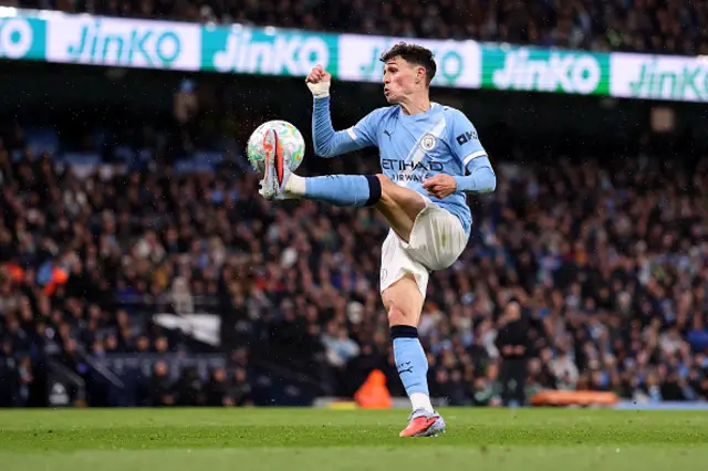 Phil Foden of Manchester City controls the ball