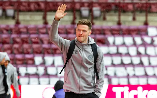 Blair Spittal arriving at Tynecastle