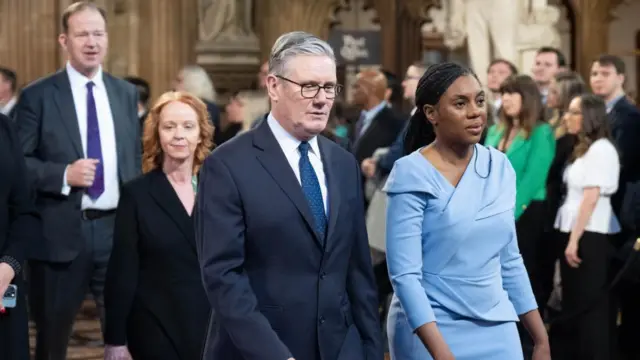 Starmer and Badenoch walking through Westminster