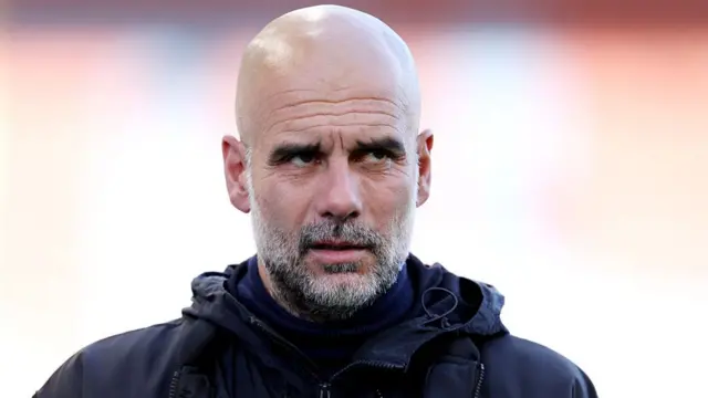 Pep Guardiola, Manager of Manchester City, arrives at the stadium