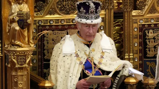 King Charles III reads the King's Speech in the House of Lords Chamber