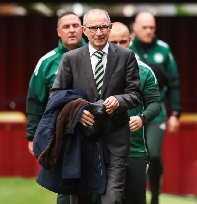 Martin O'Neill arriving at Fir Park