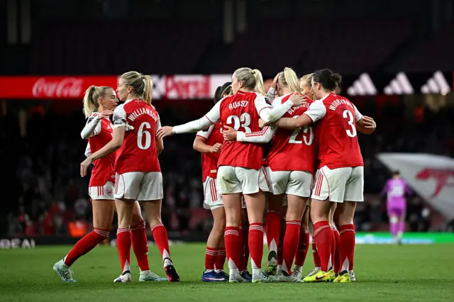 Arsenal celebrate Blackstenius' late goal