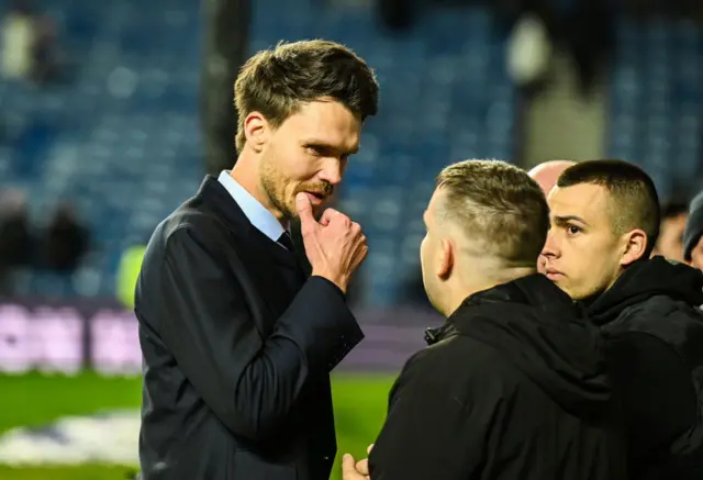 Danny Rohl was seen talking to fans after the full-time whistle