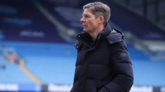 Oliver Glasner, head coach of Crystal Palace, looks on