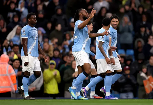 Antoine Semenyo of Manchester City celebrates scoring