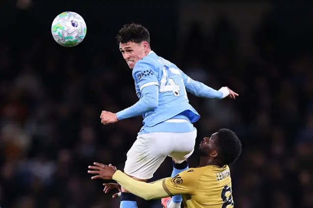 Phil Foden of Manchester City and Jefferson Lerma of Crystal Palace d
