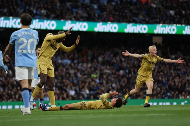 Yeremy Pino reacts on the pitch after his shot was blocked
