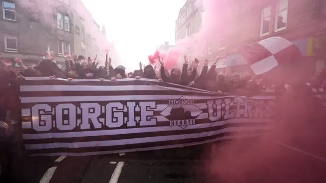 Hearts fans outside Tynecastle
