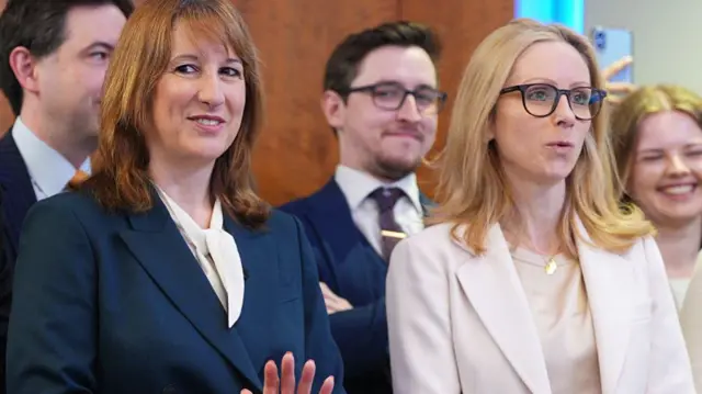 Chancellor Rachel Reeves (L) and Lucy Rigby (R), Economic Secretary to the Treasury, launch a new campaign to get Brits investing, at London Stock Exchange on April 23, 2026
