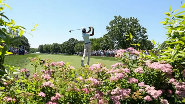Akshay Bhatia tees off