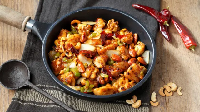 A file photo of kungpao chicken, cooked with dried chillis and cashew nuts