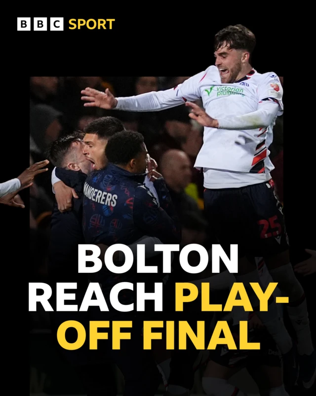 Graphic showing Bolton players celebrating
