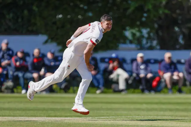 Sir James Anderson bowling for Lancashire
