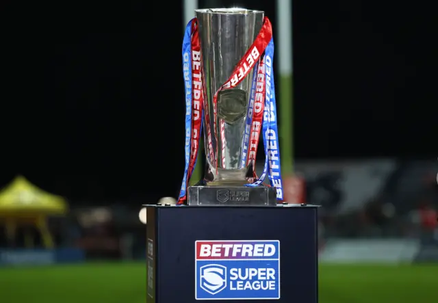 A general view of the trophy ahead of the Betfred Super League