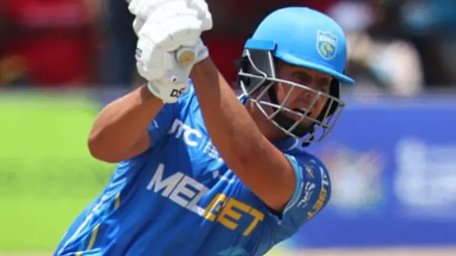 Delano Potgieter plays a shot while batting for Saint Lucia Kings