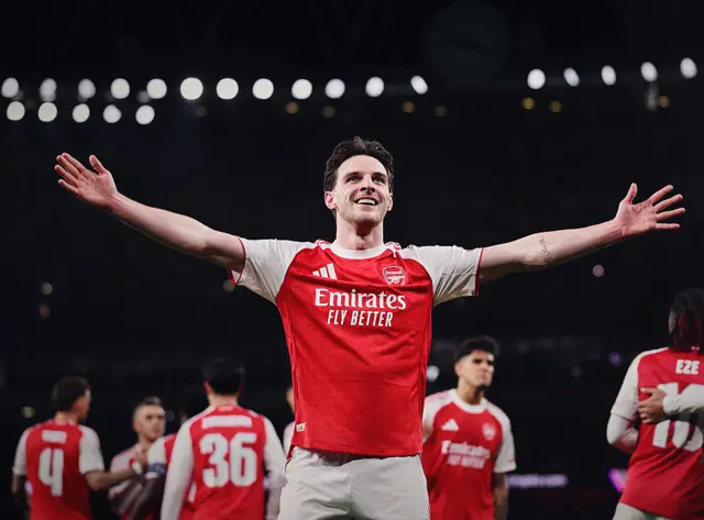 Declan Rice of Arsenal celebrates