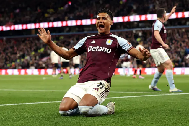 Ollie Watkins of Aston Villa celebrates scoring
