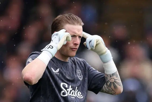Jordan Pickford of Everton looks on
