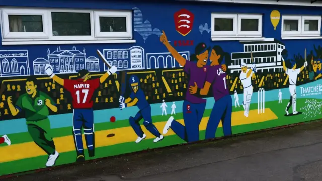 Cricket mural at County Ground, Chelmsford