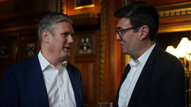 Previously unreleased photo dated 18/5/2022 of Labour Leader Sir Keir Starmer (left) with Mayor of Greater Manchester Andy Burnham, during an event discussing suicide prevention to mark Mental Health Awareness Week, at the Houses of Parliament in London
