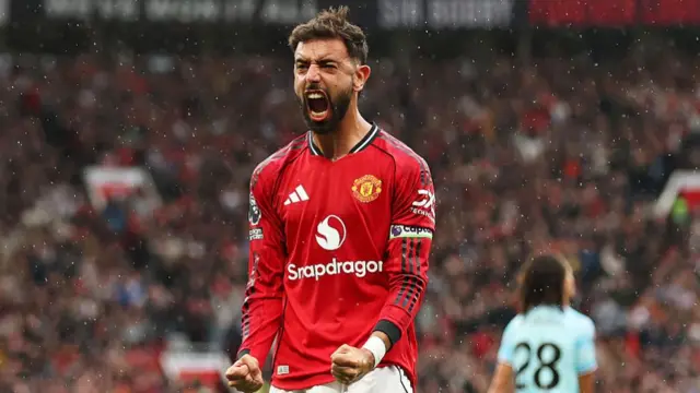 Bruno Fernandes of Manchester United celebrates