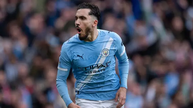 Rayan Cherki of Manchester City celebrates scoring