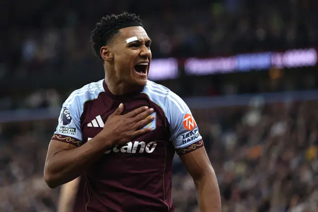 Ollie Watkins celebrates after scoring
