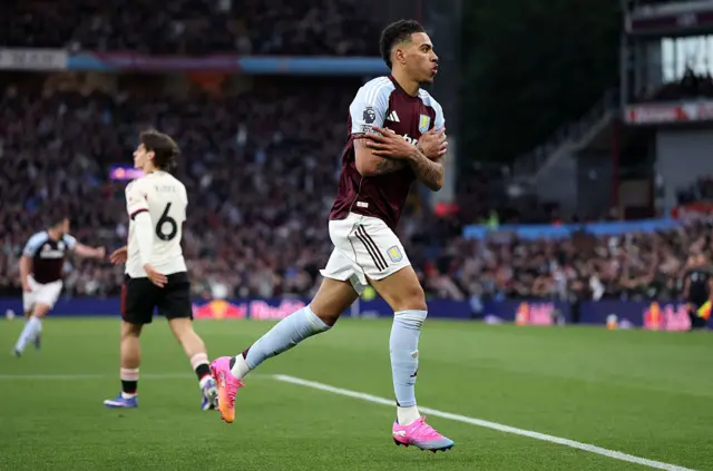 Morgan Rogers of Aston Villa celebrates scoring