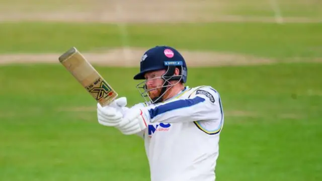 Yorkshire captain Jonny Bairstow playing a pull shot into the off side against Surrey.
