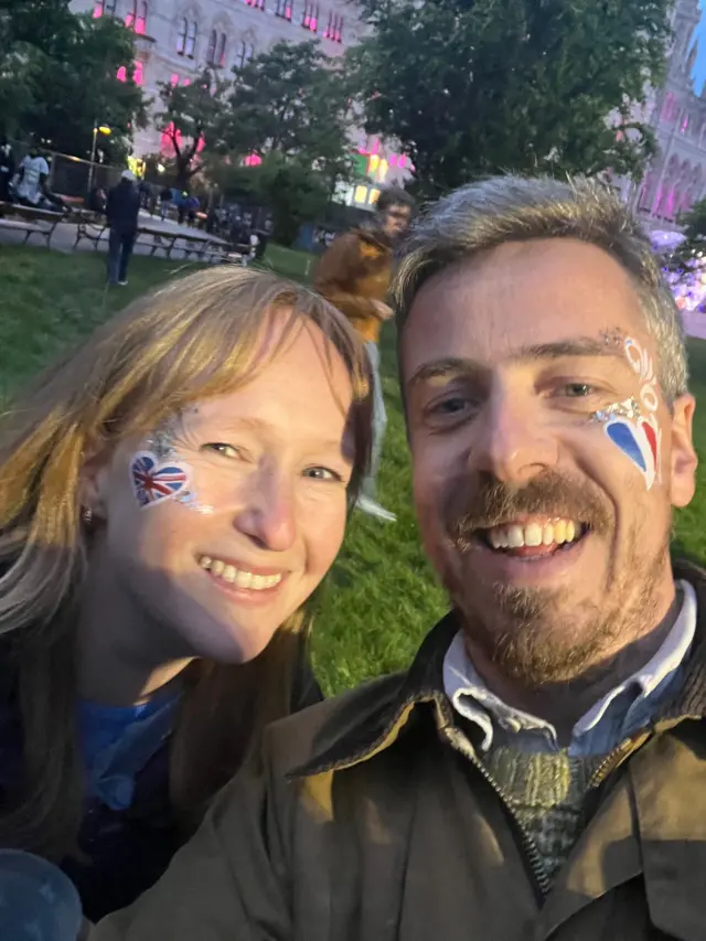 Tommy and Tashie with Eurovision face paints