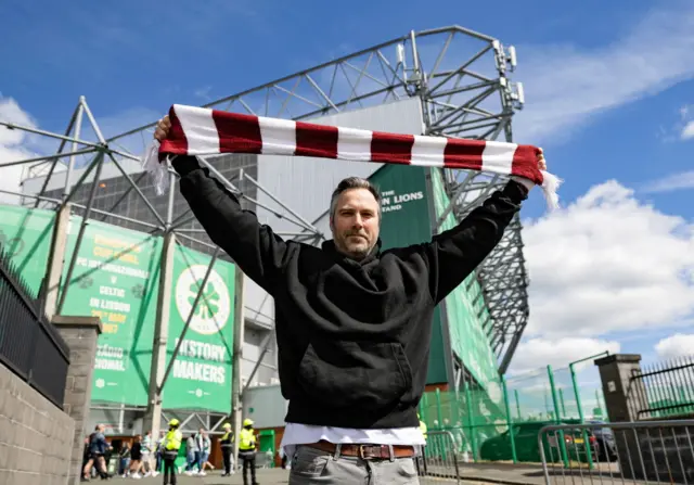 Hearts fan at Celtic Park