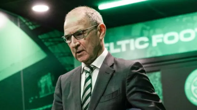 Celtic manager Martin O'Neill before a William Hill Premiership match between Celtic and Heart of Midlothian at Celtic Park, on May 16, 2026, in Glasgow, Scotland.