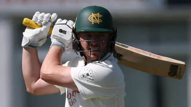 Nottinghamshire batter Ben Slater plays a shot while batting