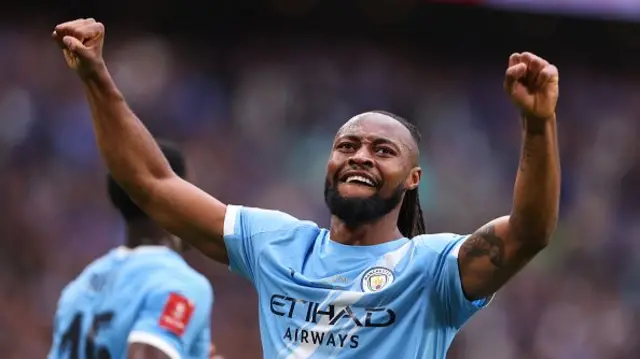 Antoine Semenyo of Manchester City celebrates