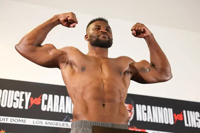 Francis Ngannou flexing his biceps