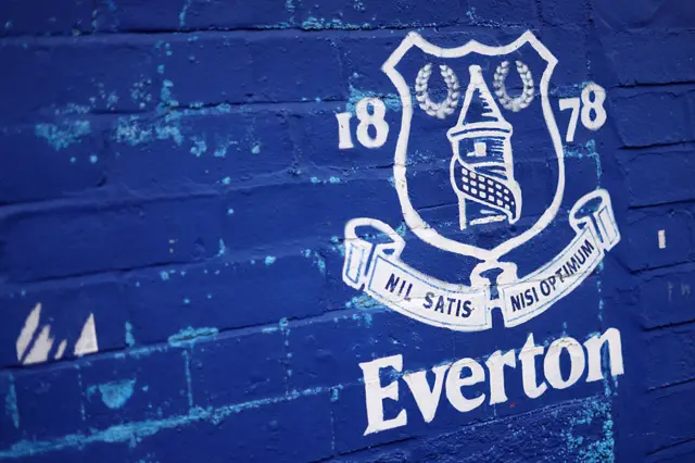 Brick wall with Everton print outsidr Goodison
