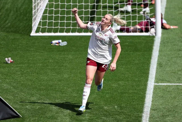 Alessia Russo celebrates her goal v Villa last week