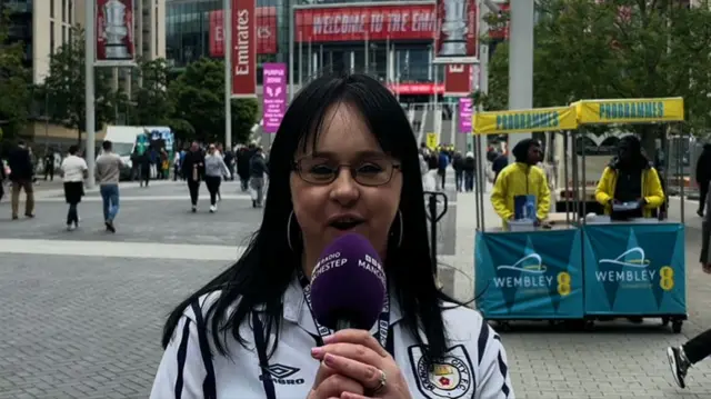 Emily Brobyn outside Wembley for the FA Cup Final