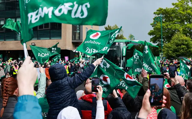 Ireland fans and team bus