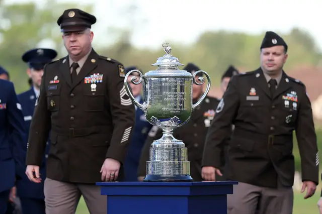 Wanamaker Trophy with members of the military