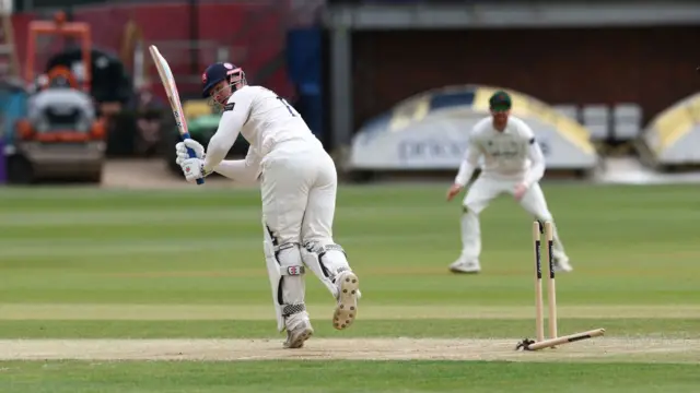 Simon Harmer is bowled