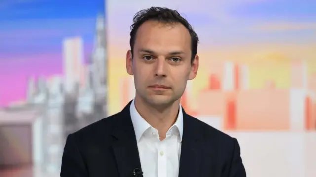 Josh Simons looks down the camera as he appears on the panel of the Sunday with Laura Kuenssberg programme