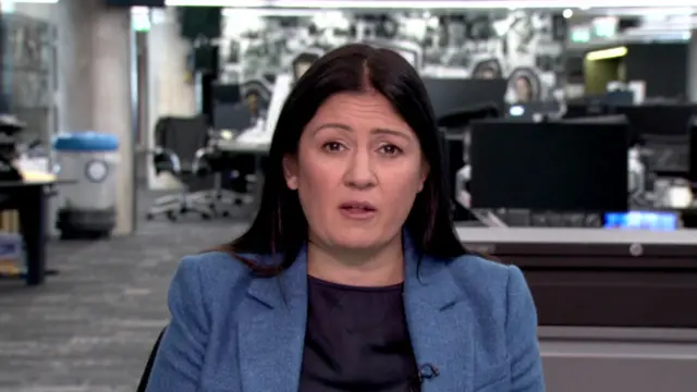 Lisa Nandy Sitting down in a blue blazer