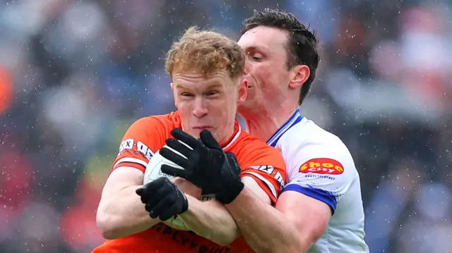Armagh's Conor Turbitt with Killian Lavelle of Monaghan