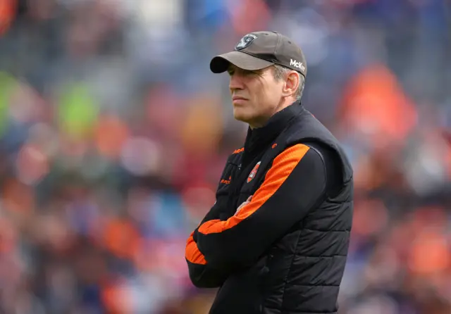 Armagh manager Kieran McGeeney watches on at Clones
