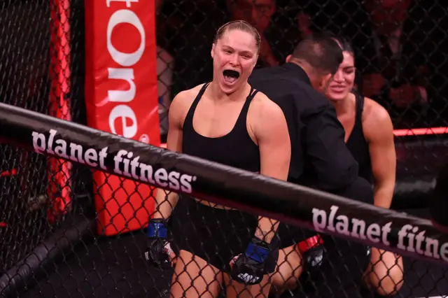 Ronda Rousey celebrates