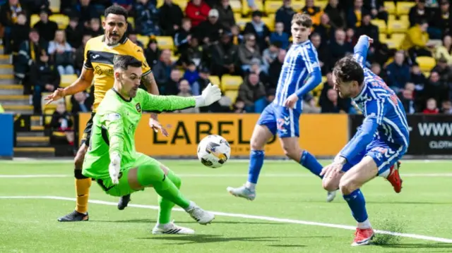 Joe Hugill scores for Kilmarnock against Livingston