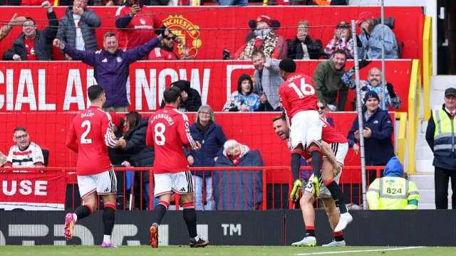 Luke Shaw celebrates a goal