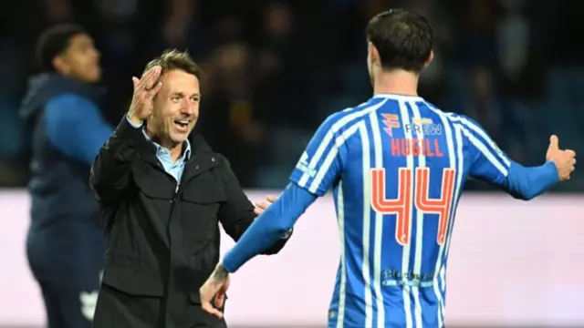 Kilmarnock manager Neil McCann with Joe Hugill